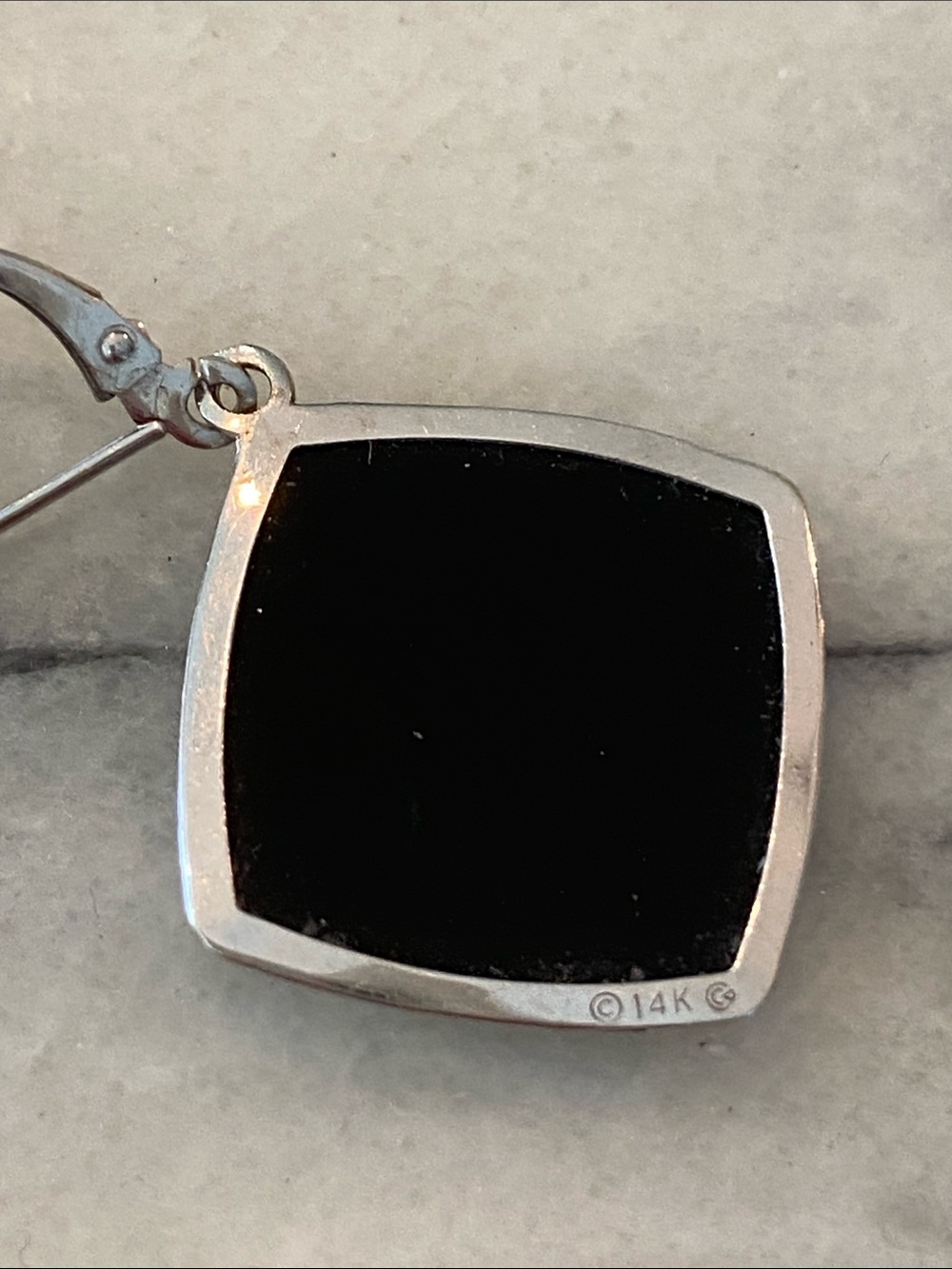 Vintage 14Kt. White Gold and Black Enamel Filigree Drop Earrings. - Picture 6 of 9